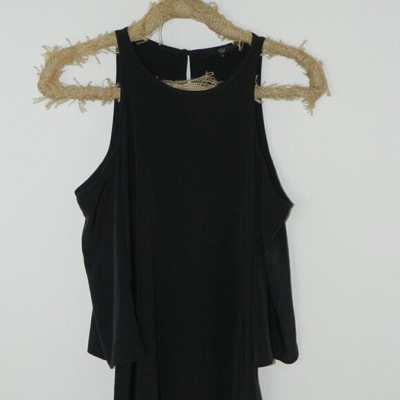 Tibi Black Silk Cold Shoulder  Blouse Size 8‎ - Picture 3 of 5
